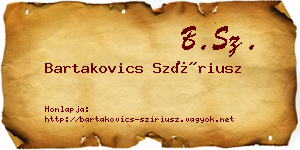 Bartakovics Szíriusz névjegykártya